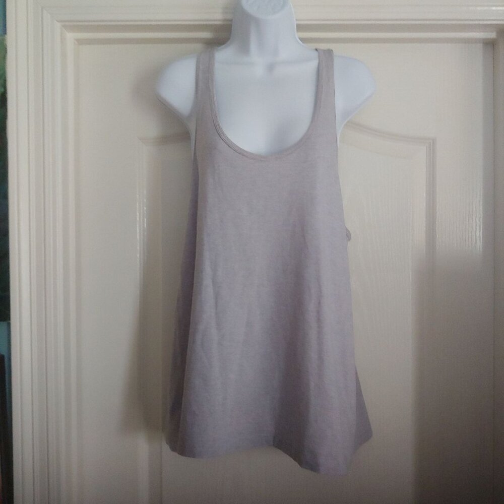 Eileen Fisher Raceback Stripe Tank Mature Cotton Activewear Workout Business L